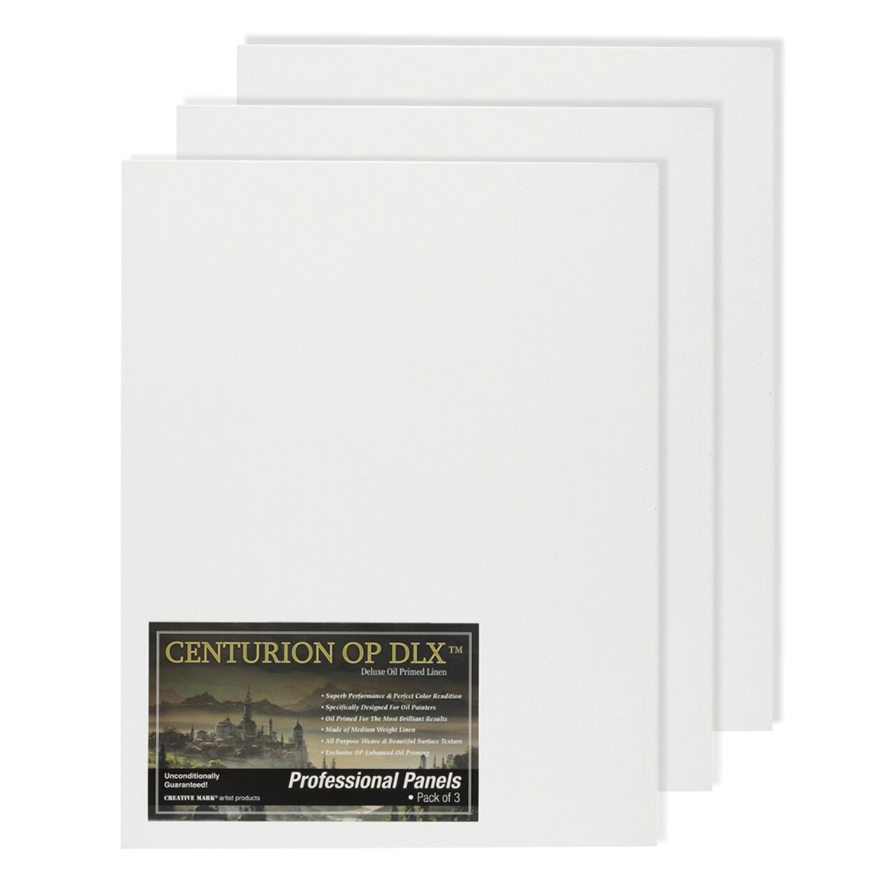 Centurion Deluxe Professional Oil Primed Linen Canvas Panels - 3 Pack of Linen Canvases for Painting, Artwork and More